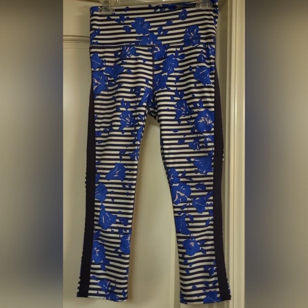 KATE SPADE Striped Floral Hibiscus California Dreaming Floral Legging Small NWOT
